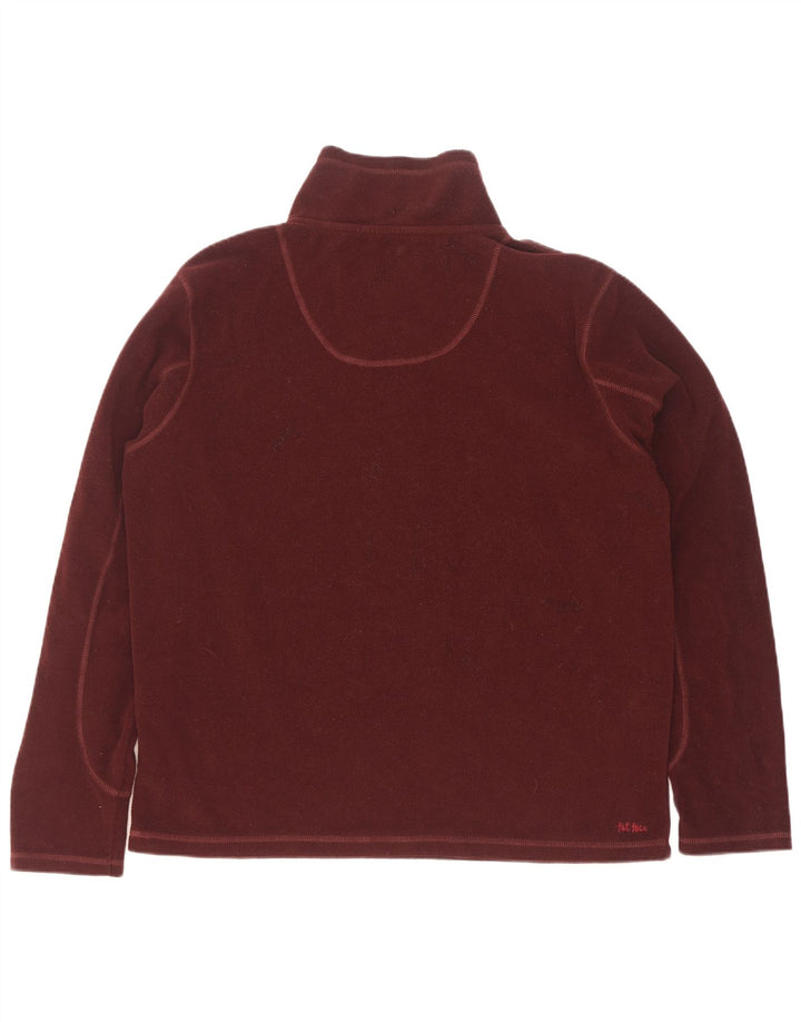 Fat Face Mens Zip Neck Fleece Jumper Large Maroon Polyester