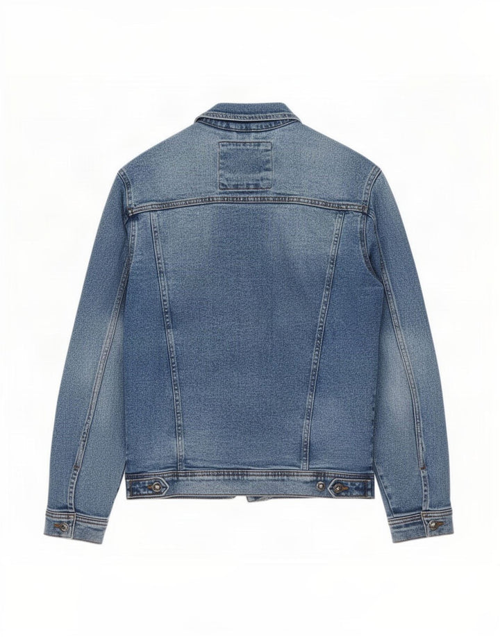 Zara Mens Denim Jacket UK 38 Medium Blue Cotton