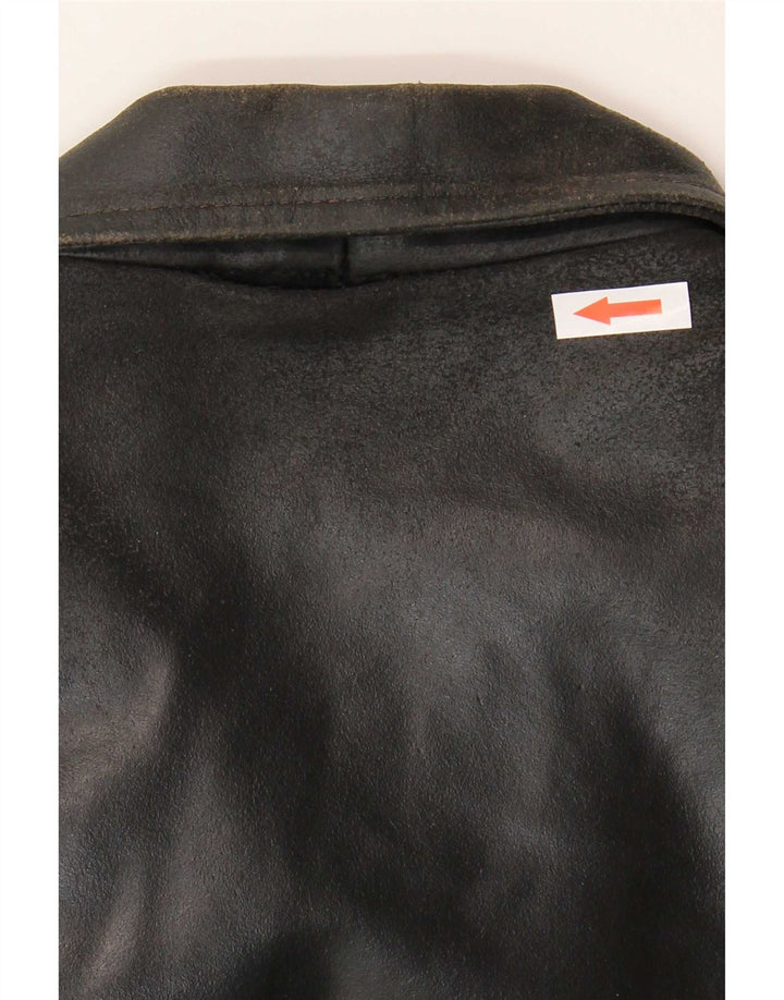 Vintage Mens Leather Jacket UK 36 Small Black Leather