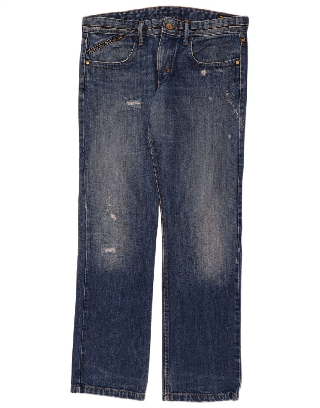 MELTIN' POT Mens Distressed Straight Jeans W36 L34  Blue Cotton