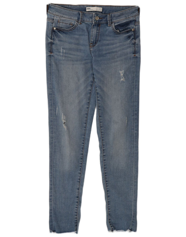 Zara Womens Distressed Slim Jeans EU 36 XS W26 L29 Blue Cotton