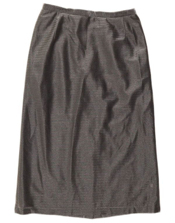 VINTAGE Womens High Waist Straight Skirt EU 38 Medium W25 Grey Triacetate