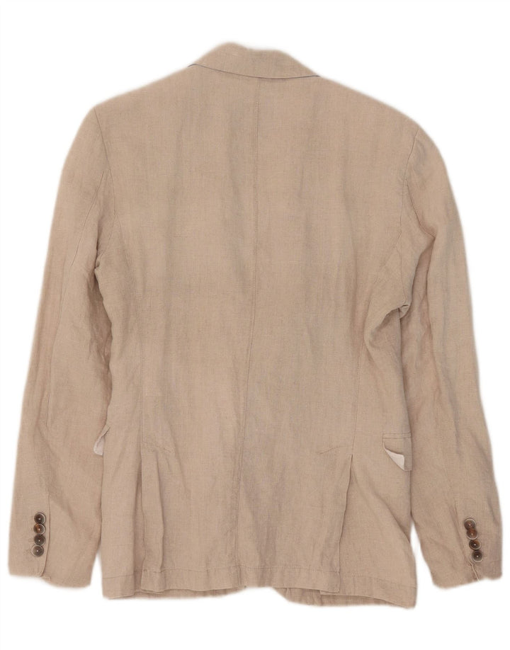 Zara Mens 2 Button Blazer Jacket EU 46 Small Beige Linen