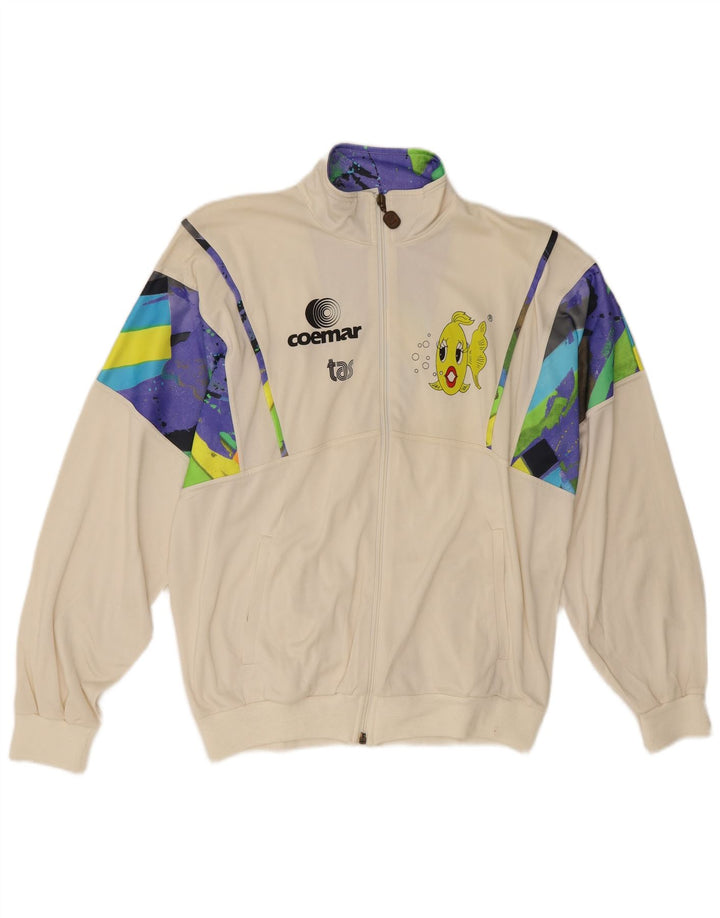 Gazelle Mens Graphic Tracksuit Top Jacket Medium Off White Colourblock