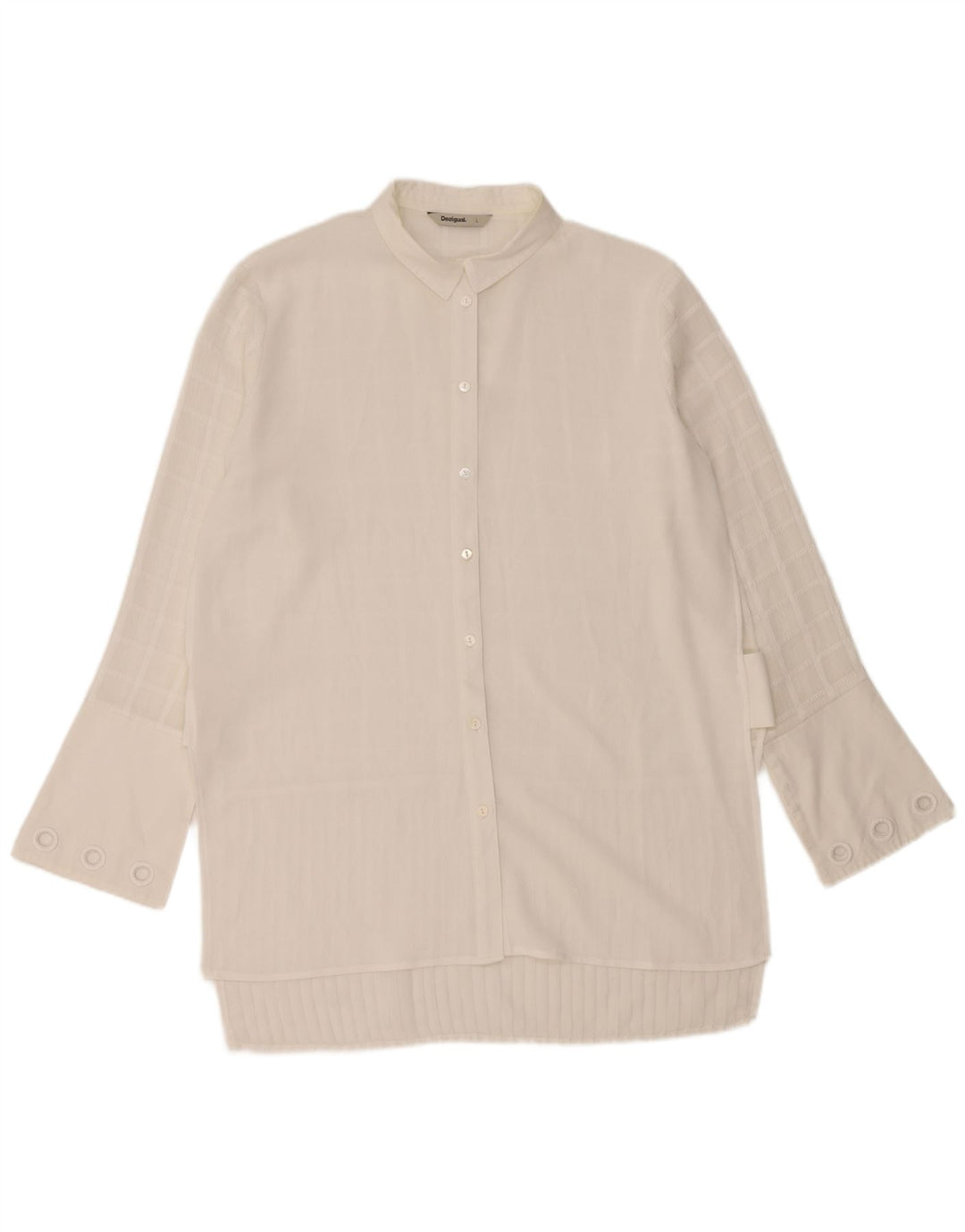 DESIGUAL Womens Longline Shirt Blouse UK 16 Large White