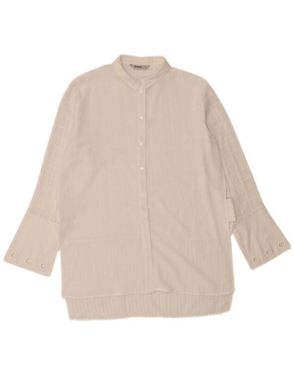 DESIGUAL Womens Longline Shirt Blouse UK 16 Large White