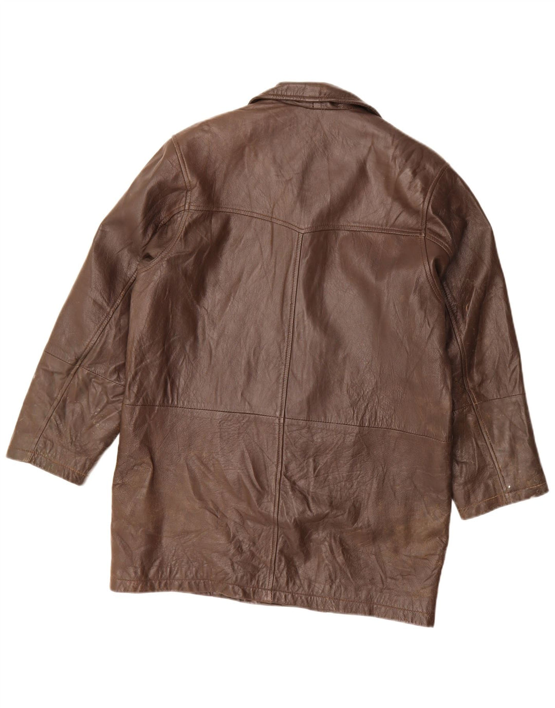 Ombraluce Womens Oversized Leather Coat IT 44 Medium Brown
