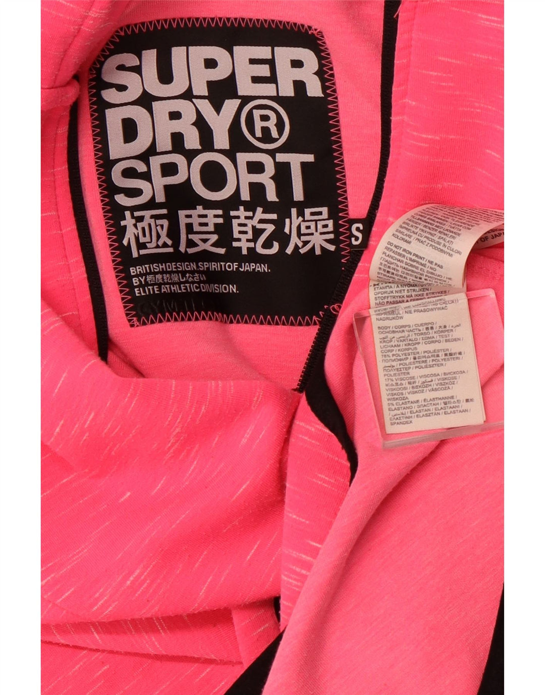 SUPERDRY Womens Graphic Zip Hoodie Sweater UK 10 Small Pink Flecked