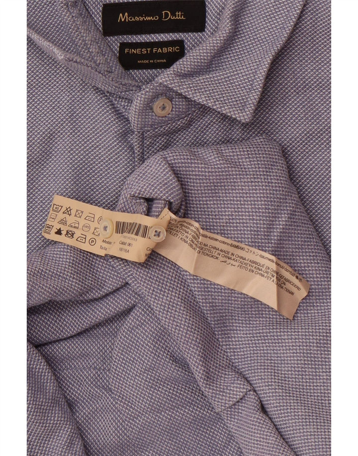 Massimo Dutti Mens Shirt 2XL Blue Cotton
