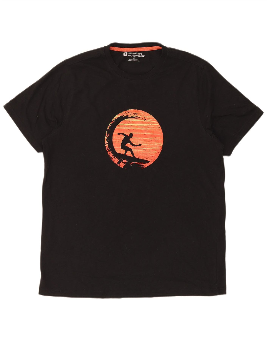 MOUNTAIN WAREHOUSE Mens Graphic T-Shirt Top Medium Black Cotton