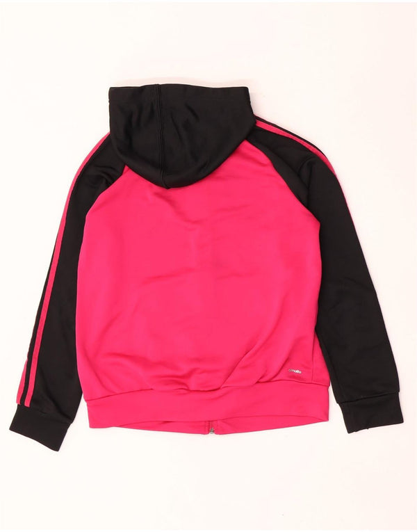 Adidas Womens Zip Hoodie Sweater UK 12/14 Medium Pink Polyester
