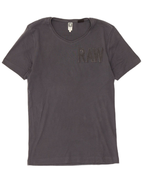G-Star Mens Graphic T-Shirt Top Large Grey Cotton
