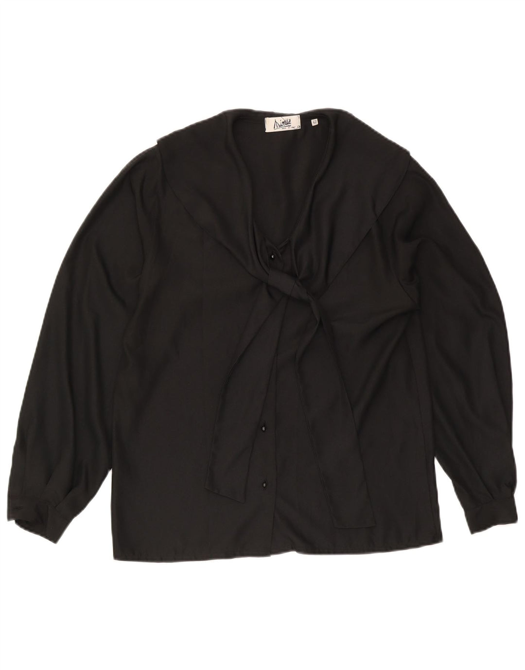 Mirella Womens Front Tie Shirt Blouse IT 42 Medium Black Polyester