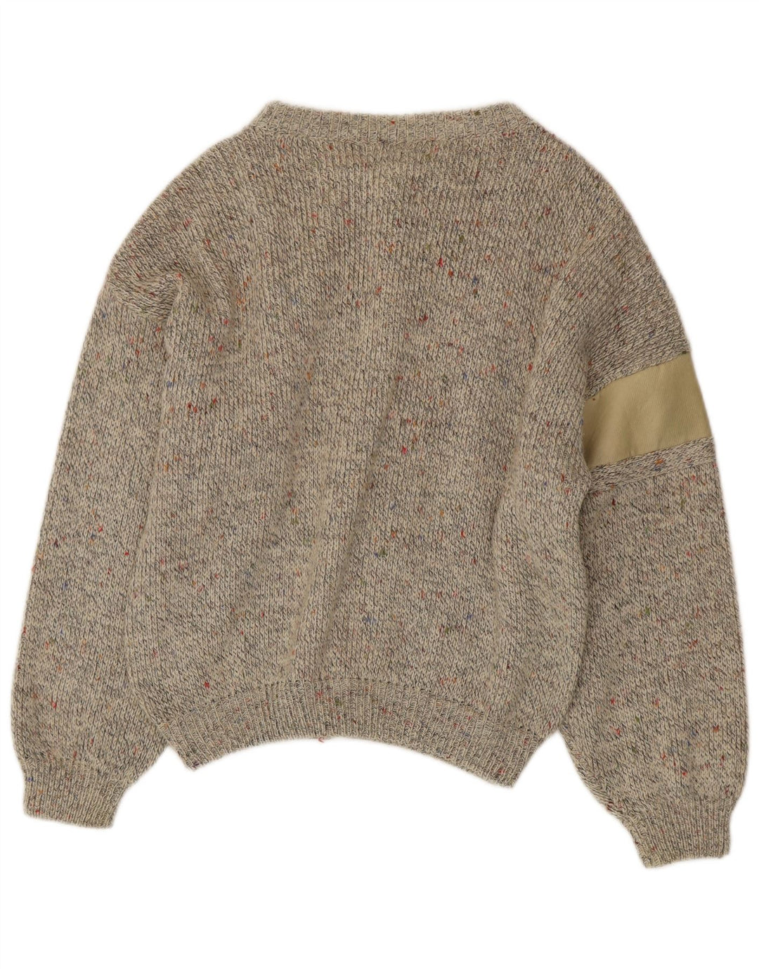 Vintage Mens Cardigan Sweater Medium Beige Flecked Alpaca Wool