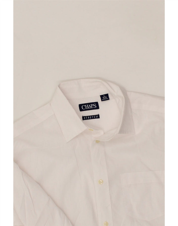 CHAPS Boys Stretch Shirt 14-15 Years Large White Vintage Chaps and Second-Hand Chaps from Messina Hembry 