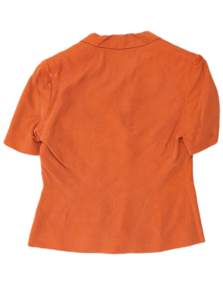Monsoon Womens 3 Button Short Sleeve Blazer Jacket UK 12 Medium Orange