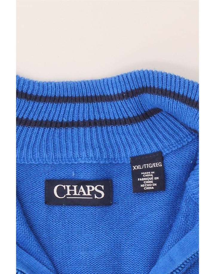 CHAPS Mens Zip Neck Jumper Sweater 2XL Blue Cotton Vintage Chaps and Second-Hand Chaps from Messina Hembry 