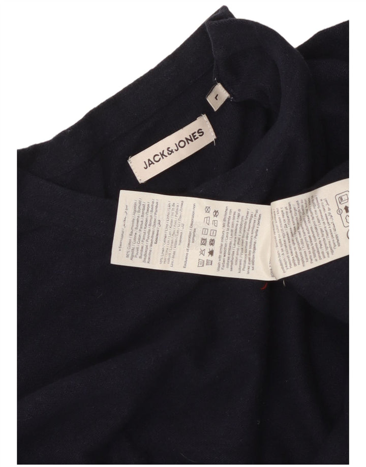 Jack & Jones Mens Top Long Sleeve Large Navy Blue Cotton
