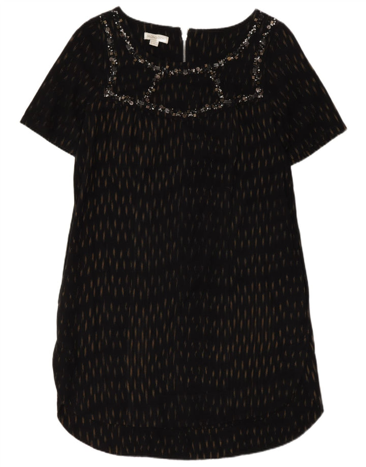 Monsoon Womens Shift Dress UK 12 Medium Black Spotted Cotton