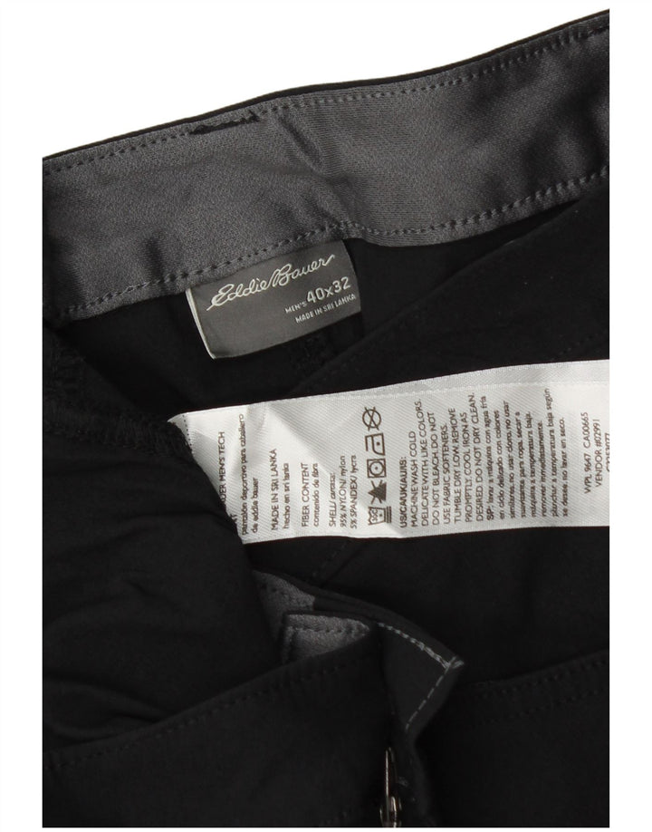 EDDIE BAUER Mens Straight Cargo Trousers W40 L32 Black Nylon