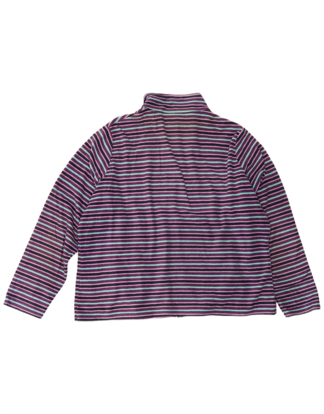 Marks & Spencer Womens Fleece Jacket UK 22 2XL Purple Striped Polyester