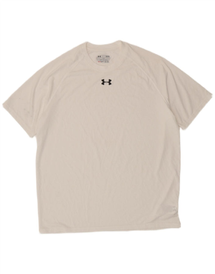 UNDER ARMOUR Mens Heat Gear T-Shirt Top Large White Polyester