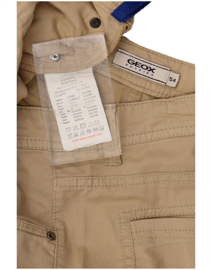 GEOX Mens Respira Straight Casual Trousers IT 54 2XL W38 L32 Beige Cotton