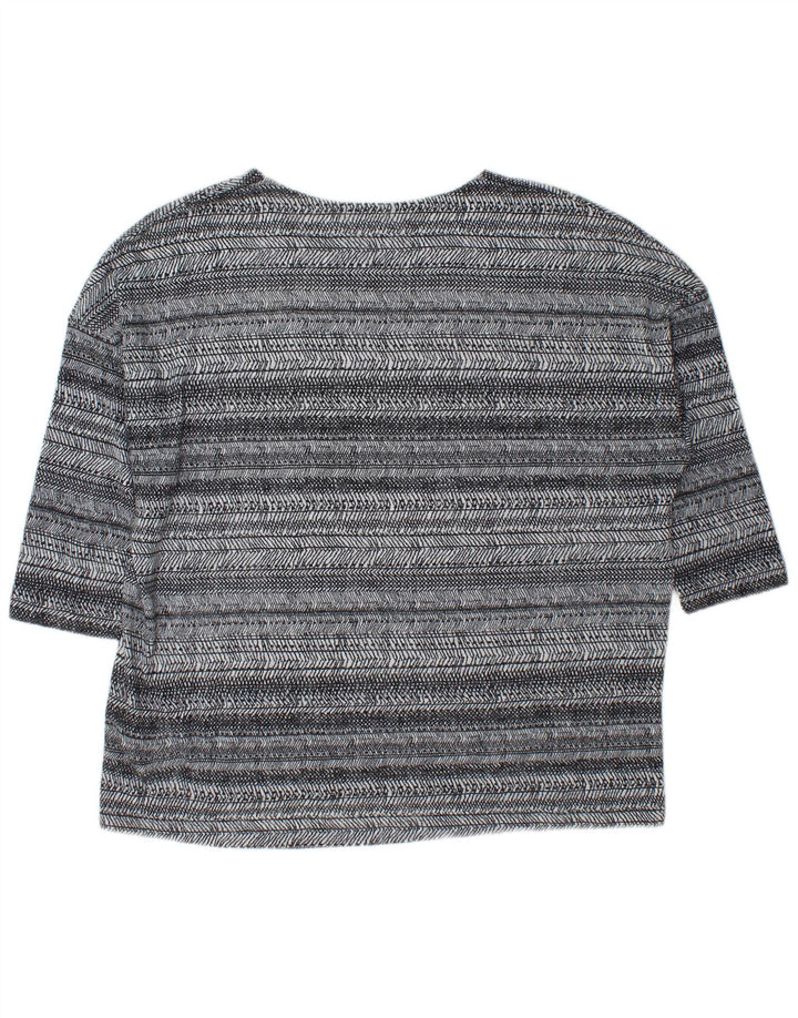 Marks & Spencer Womens Oversized Top 3/4 Sleeve UK 18 XL Grey Striped