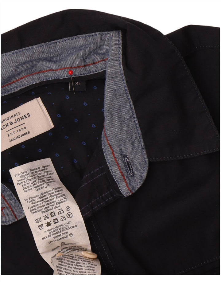 Jack & Jones Mens Shirt XL Navy Blue Cotton