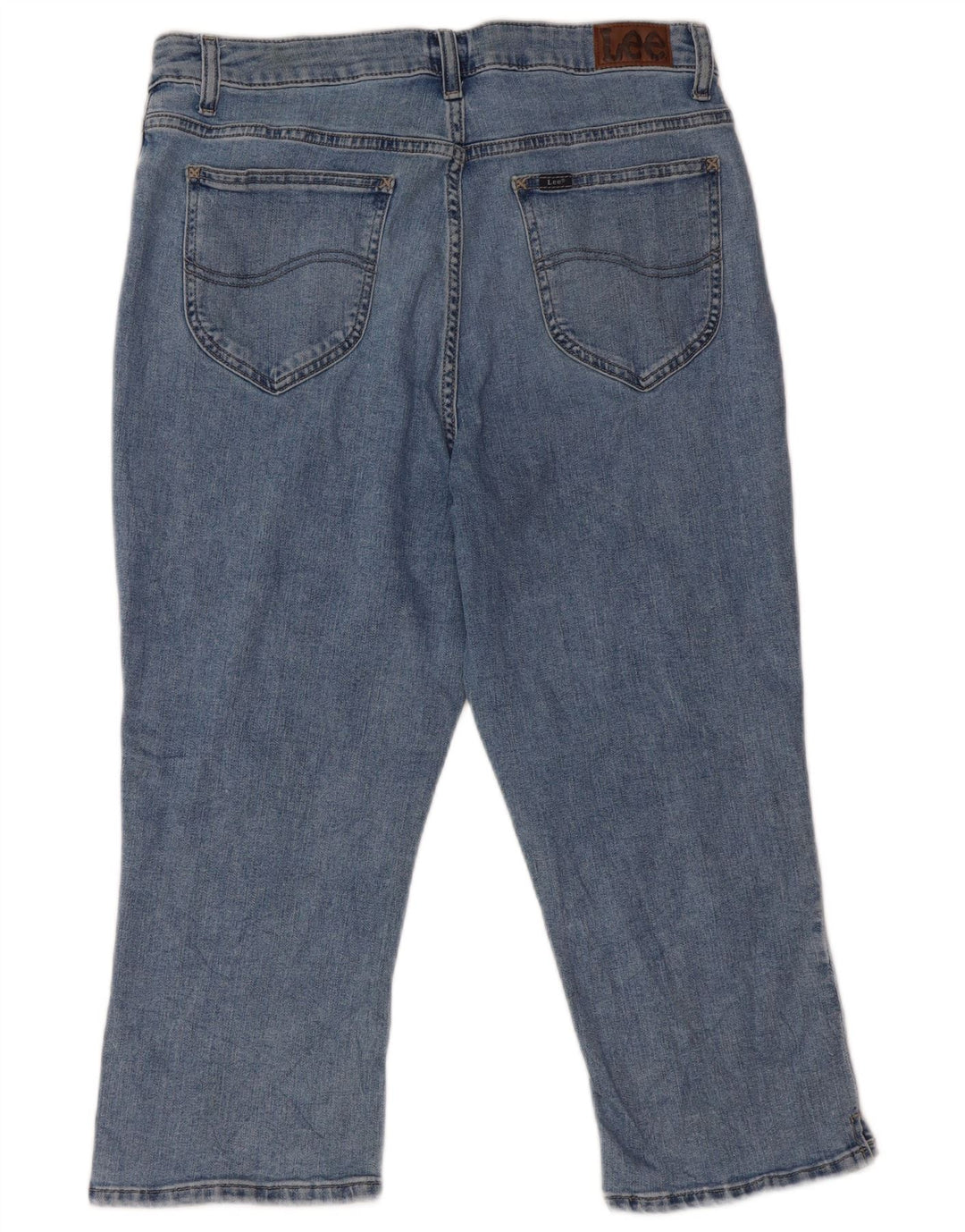 Lee Womens High Rise Capri Jeans US 14 Large W32 L20 Blue Cotton