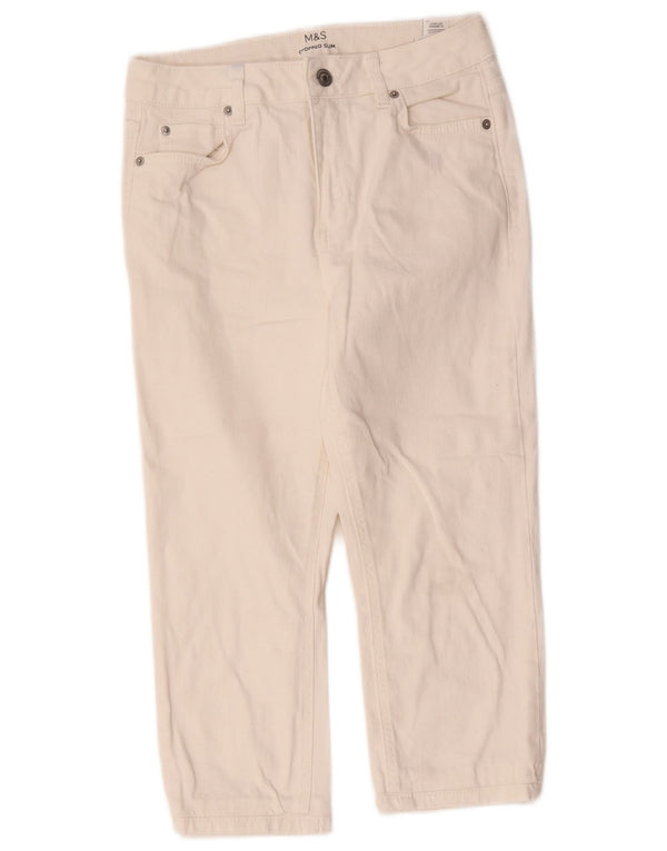 Marks & Spencer Womens Crop Slim Jeans UK 10 Small W28 L20 White Cotton