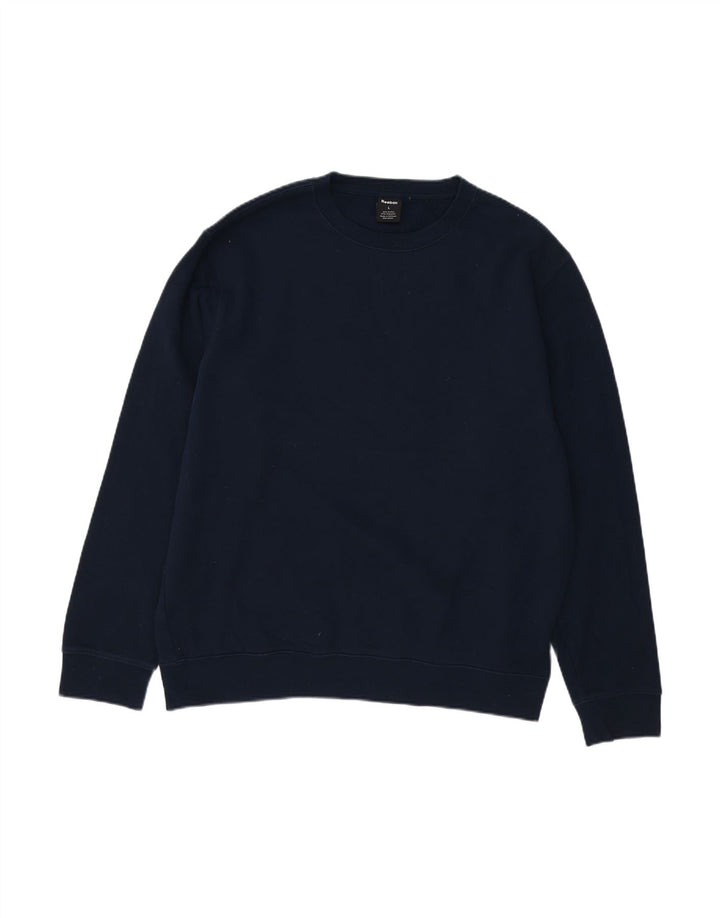 REEBOK Mens Sweatshirt Jumper Large Navy Blue Cotton