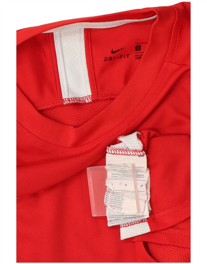 Nike Mens Dri Fit T-Shirt Top Medium Red Colourblock Polyester