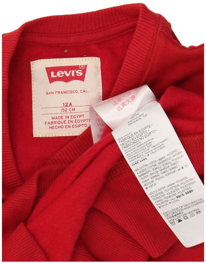 LEVI'S Boys Graphic Sweatshirt Jumper 11-12 Years Red Cotton