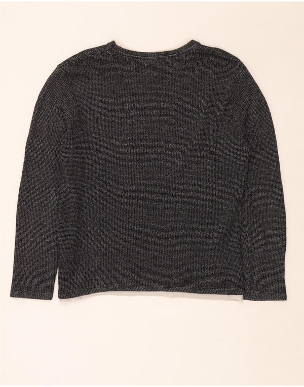 ZARA Mens Crew Neck Jumper Sweater Medium Black Flecked Cotton