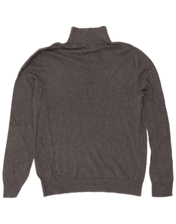 Jack & Jones Mens Zip Neck Jumper Sweater Medium Grey Cotton