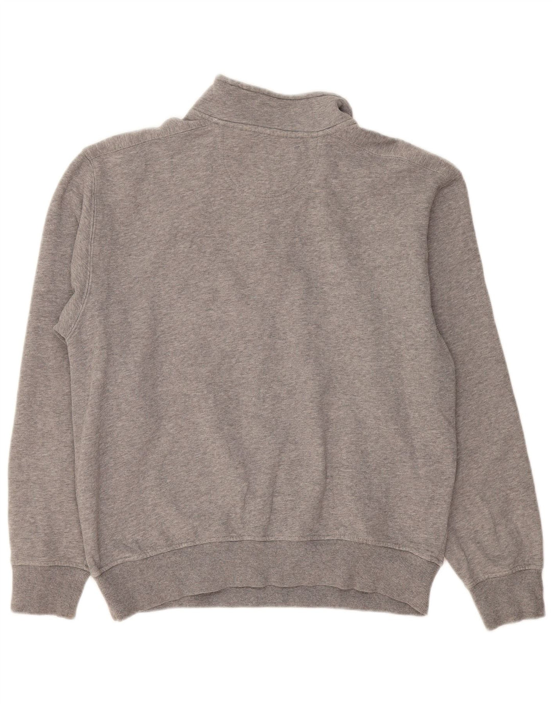 Izod Mens Zip Neck Sweatshirt Jumper Large Grey Flecked Cotton