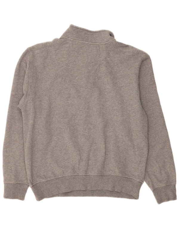 Izod Mens Zip Neck Sweatshirt Jumper Large Grey Flecked Cotton