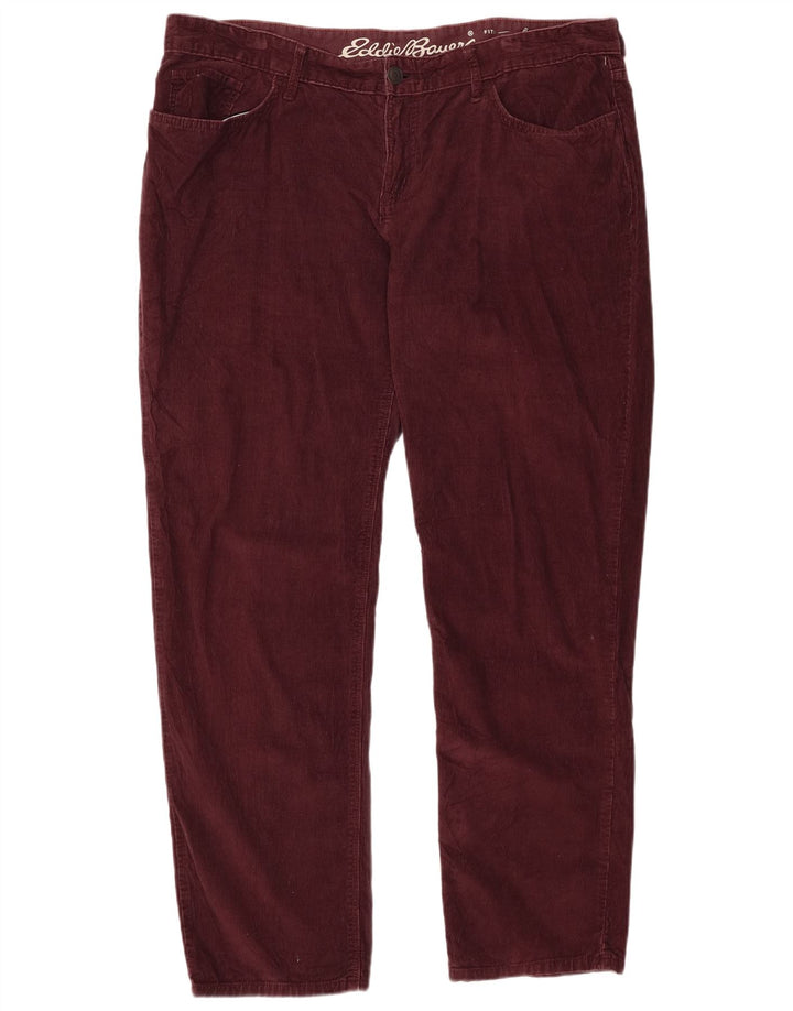 EDDIE BAUER Womens Boyfriend Corduroy Trousers US 18 2XL W38 L31 Burgundy