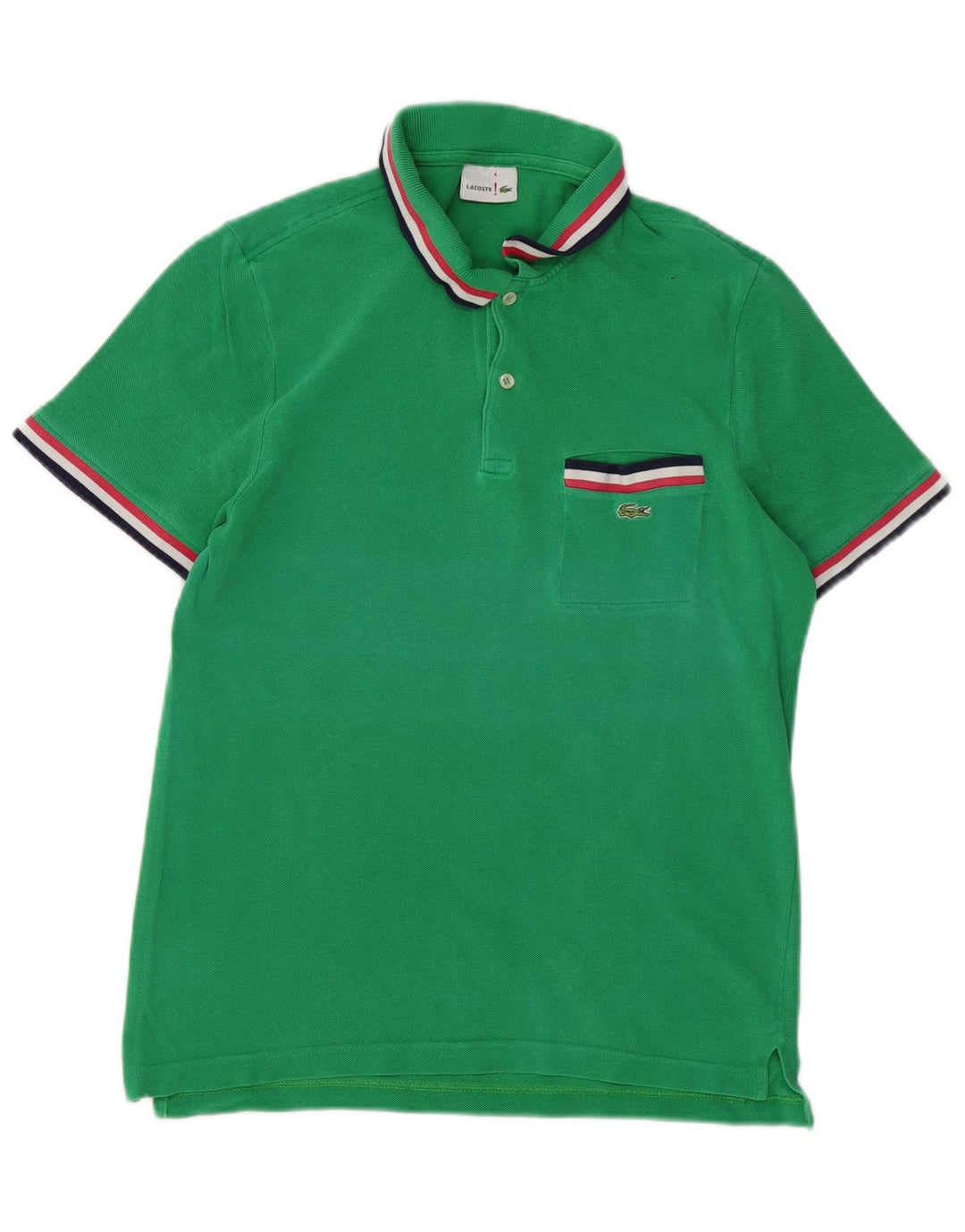 LACOSTE Mens Polo Shirt Size 4 Medium Green Cotton