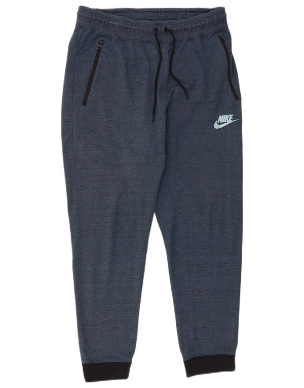 Nike Mens Tracksuit Trousers Joggers Large Navy Blue Colourblock Cotton