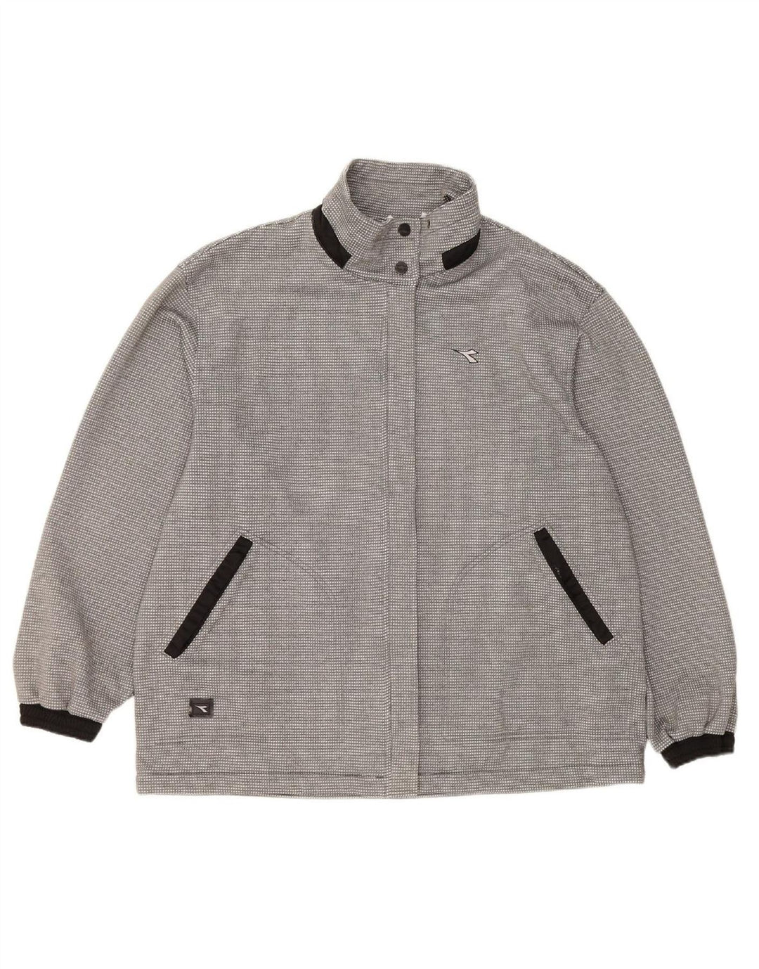 DIADORA Womens Oversized Bomber Jacket IT 48 XL Grey Check Polyester