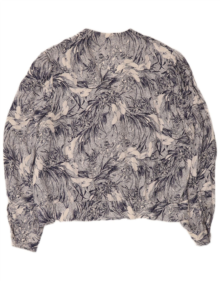 Vintage Womens Abstract Pattern Pullover Shirt Blouse UK 16 Large Blue