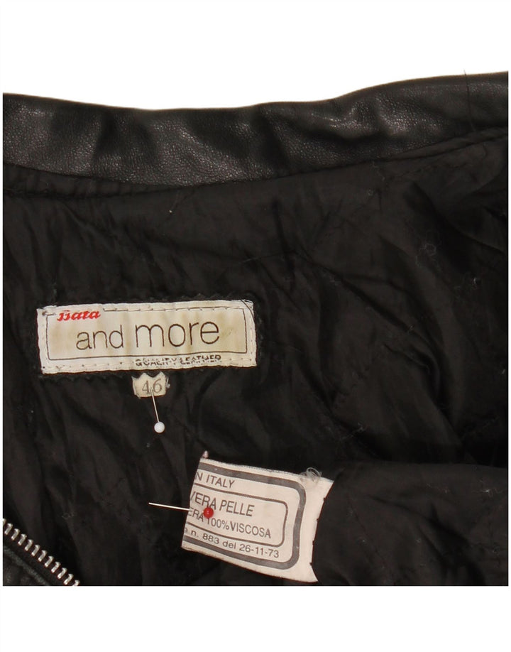 Bata and More Womens Crop Leather Jacket IT 46 Large Black