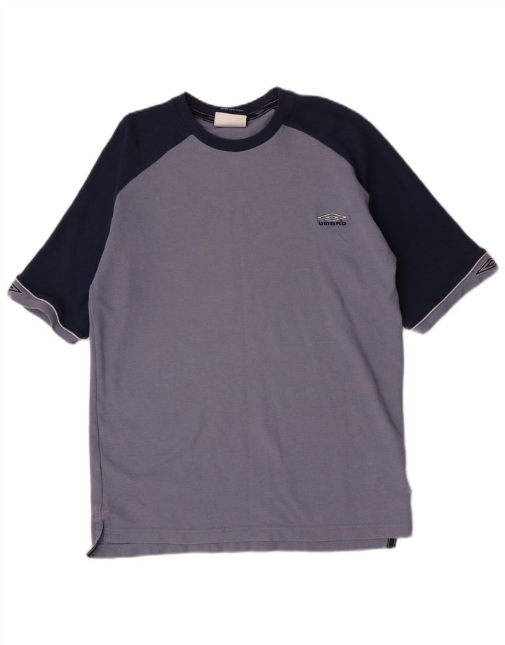 Umbro Mens T-Shirt Top Large Blue Colourblock Polyester