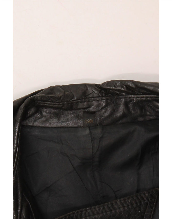 VINTAGE Womens Leather Coat IT 50 XL Black Leather Vintage Vintage and Second-Hand Vintage from Messina Hembry 