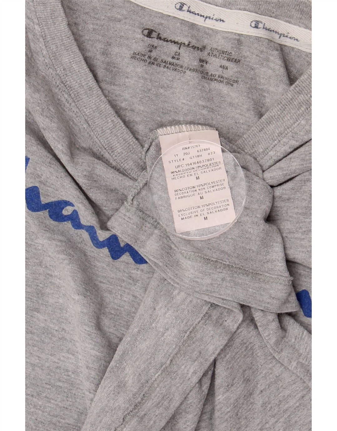 CHAMPION Womens Graphic T-Shirt Top UK 12 Medium Grey Cotton