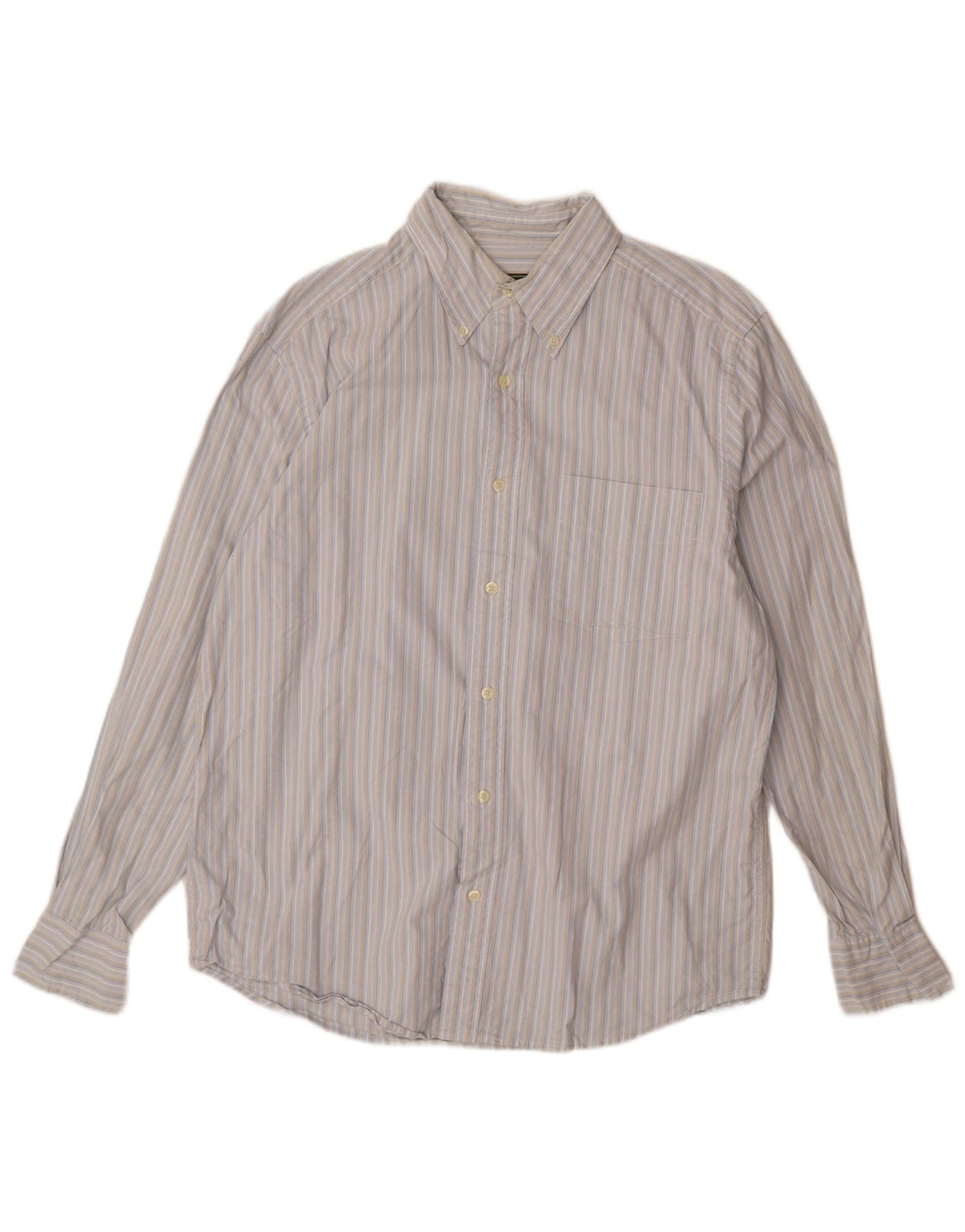EDDIE BAUER Mens Shirt Medium Blue Striped Cotton