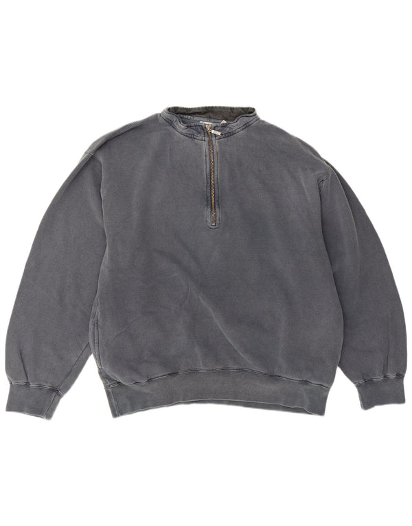 Orvis Mens Zip Neck Sweatshirt Jumper Large Grey Cotton