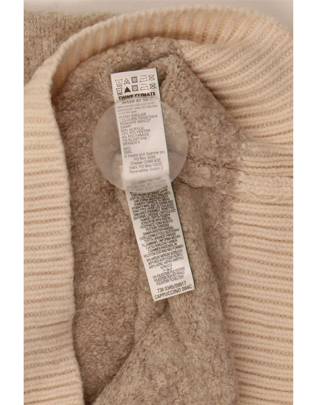 Marks & Spencer Womens Turtle Neck Jumper Sweater UK 14 Medium Beige